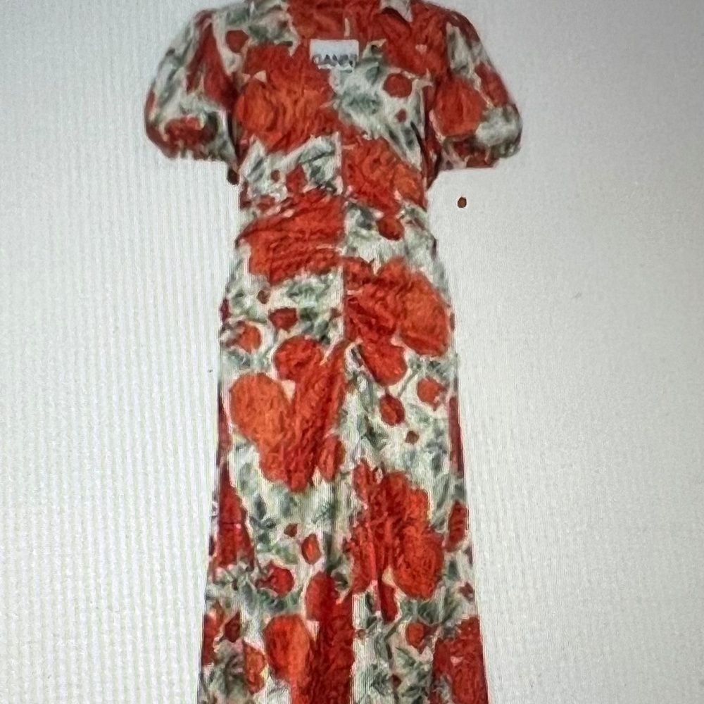 Ganni Brazilian Sand Silk Midi Dress